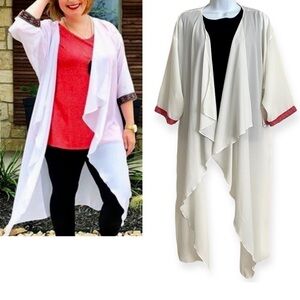 LuLaRoe Shirley Cream Sheer Lightweight Longline Kimono Duster Cover Up Size M